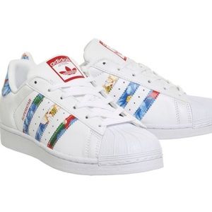 Adidas Superstar Red & Blue Floral Stripes size 9
